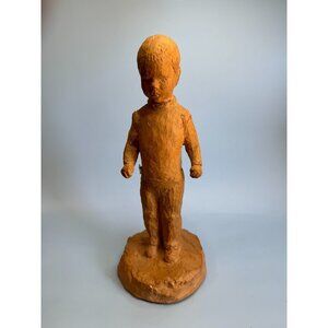 Vintage Pottery Sculpted Boy Figure Museum Reproduction BBW 1969 11 1/4"Signed